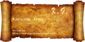 Karczag Irma névjegykártya